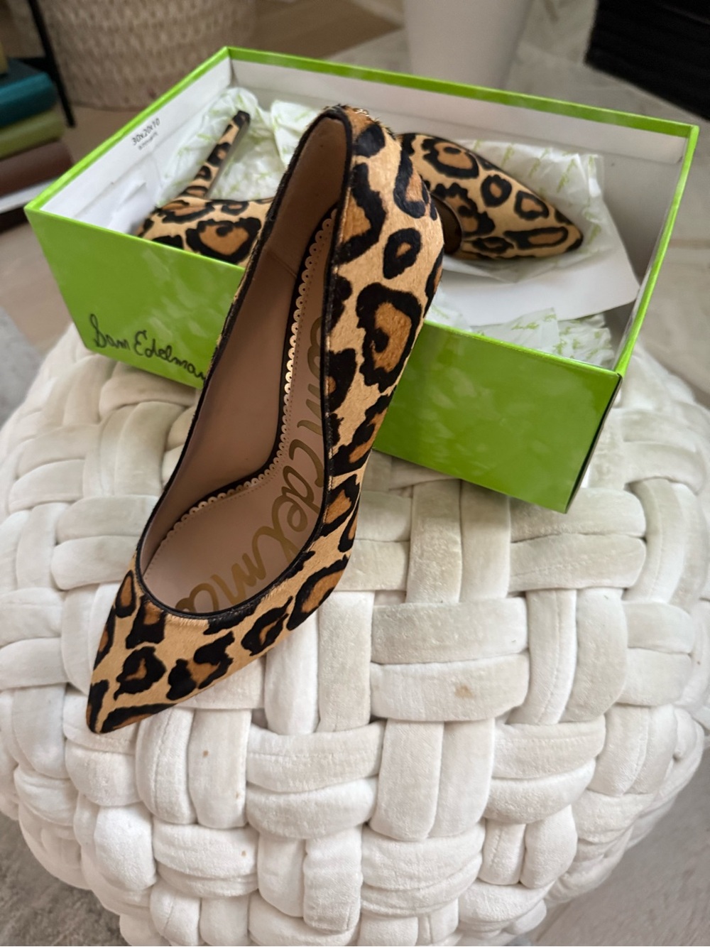 Sam Edelman Leopard Print Pointed Toe Pumps - Brown/Black - Size 91/2
